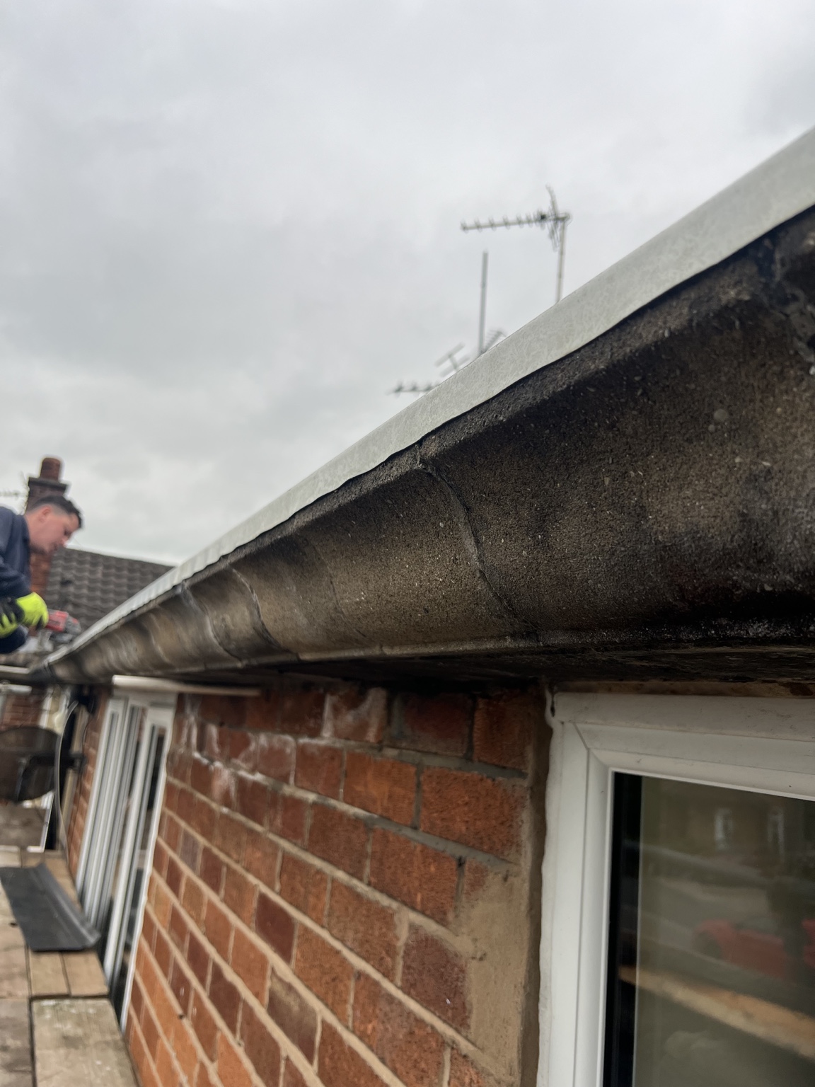 Old concrete Finlock gutter before specialist removal
