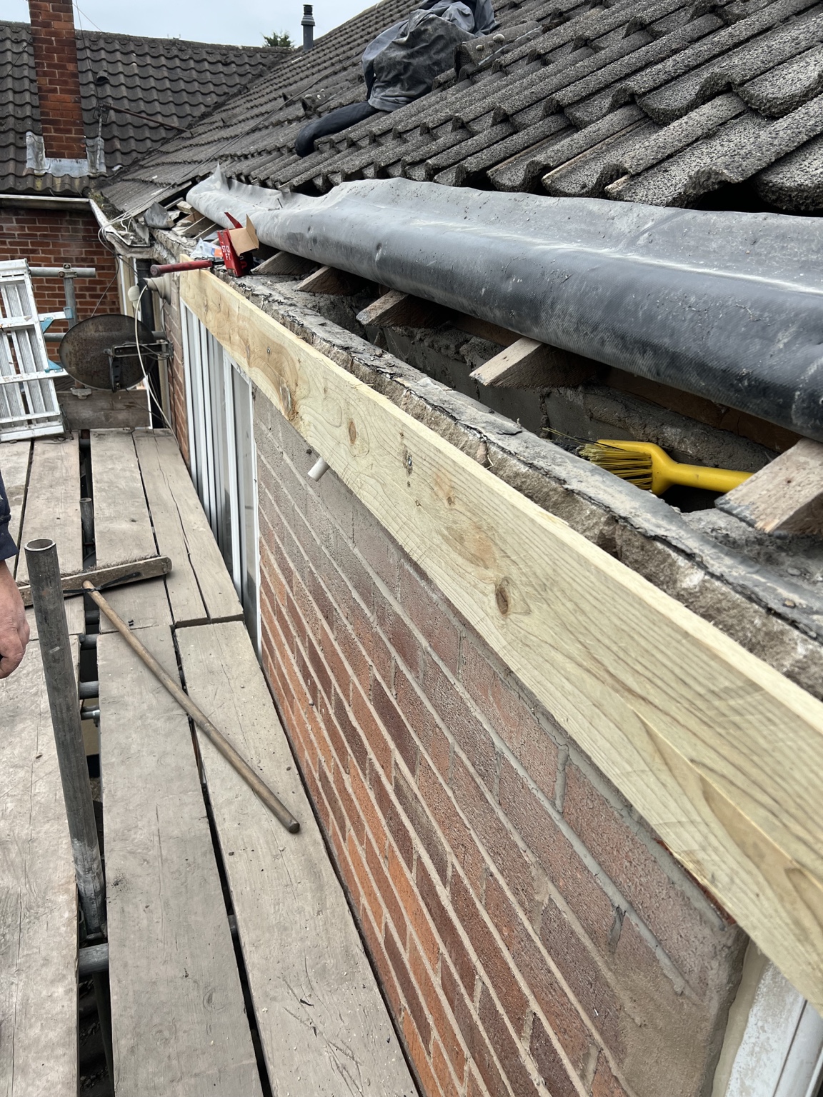 Finlock concrete gutter removed and new timber installed