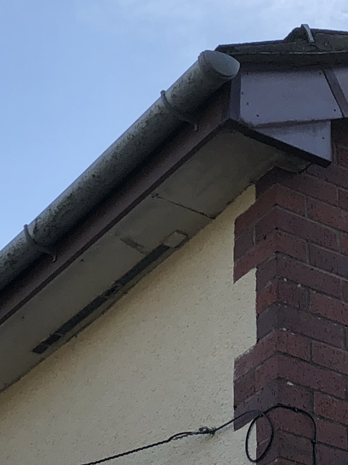 Before: old gutter fascia and soffit at a Gobowen property